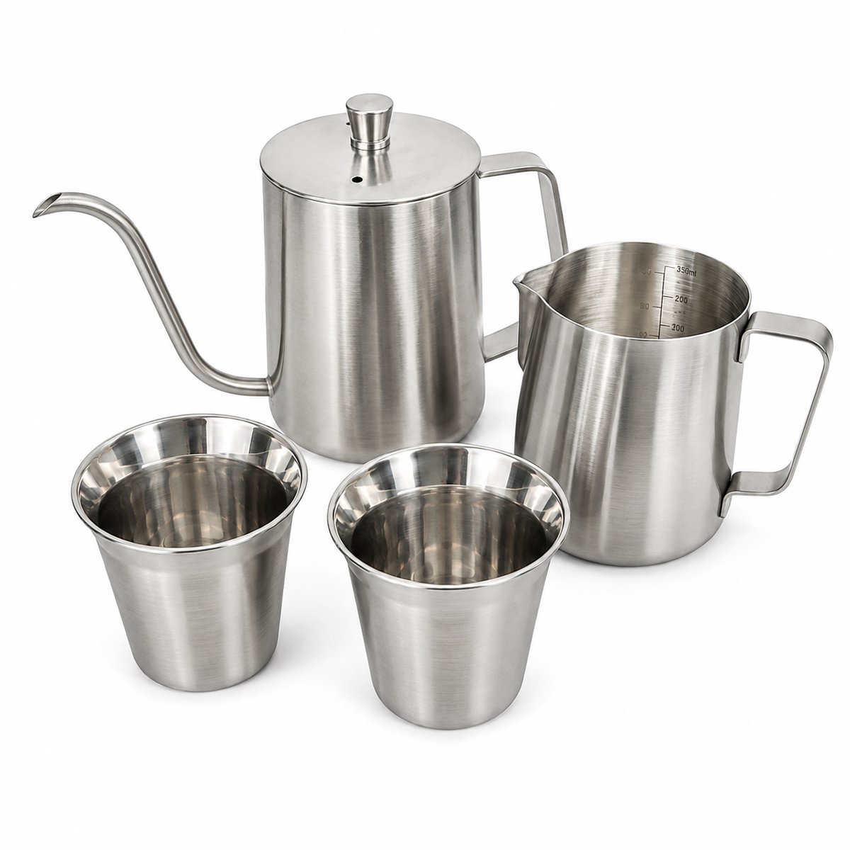 My Green Deal - RVS Koffiekopjes 163 ml – Zilver RVS– 3-delig