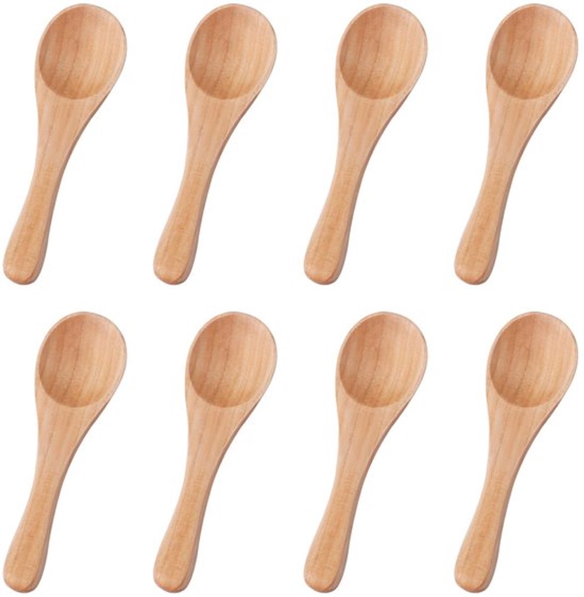 8 Stuks Kleine Houten Lepels, 10 x 3 cm Houten Kleur Mini-Kruidenlepels Kleine Lepels Houten Serveergerei voor Kruiden Sauzen Suiker en Honing
