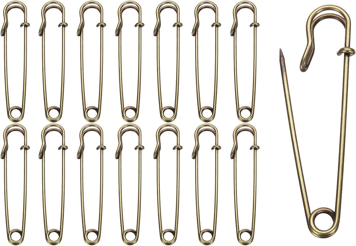 Veiligheidsspelden - Kleding Spelden - Klusjes en Handwerk - Versterkt Staal - 30 stuks 75 mm - Brons