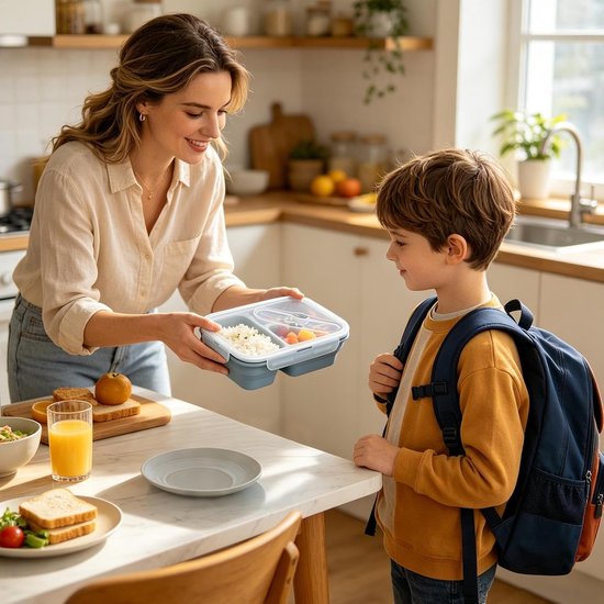 Lunch Container - Maaltijd Bakje - Maaltijd Voorbereiding - Opvouwbaar Lekdicht - 1100 Milliliter - Blauw — afbeelding 4