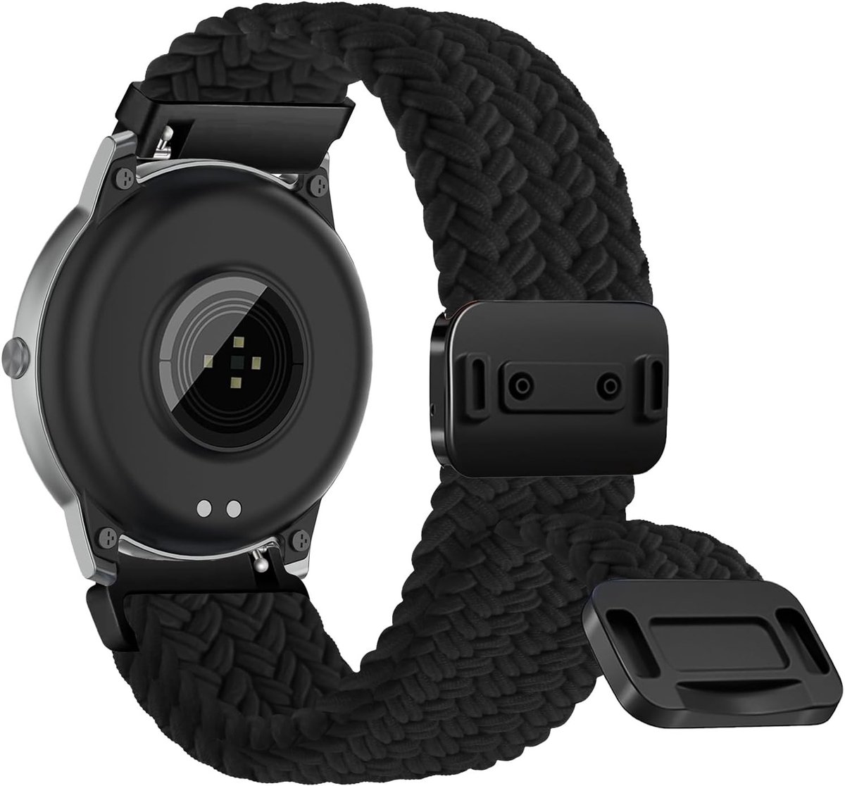 Verstelbare sportband van nylon met kleurrijk geweven patroon voor traditionele en smartwatch, 20mm en 22mm, met magnetische sluiting en elastisch ontwerp