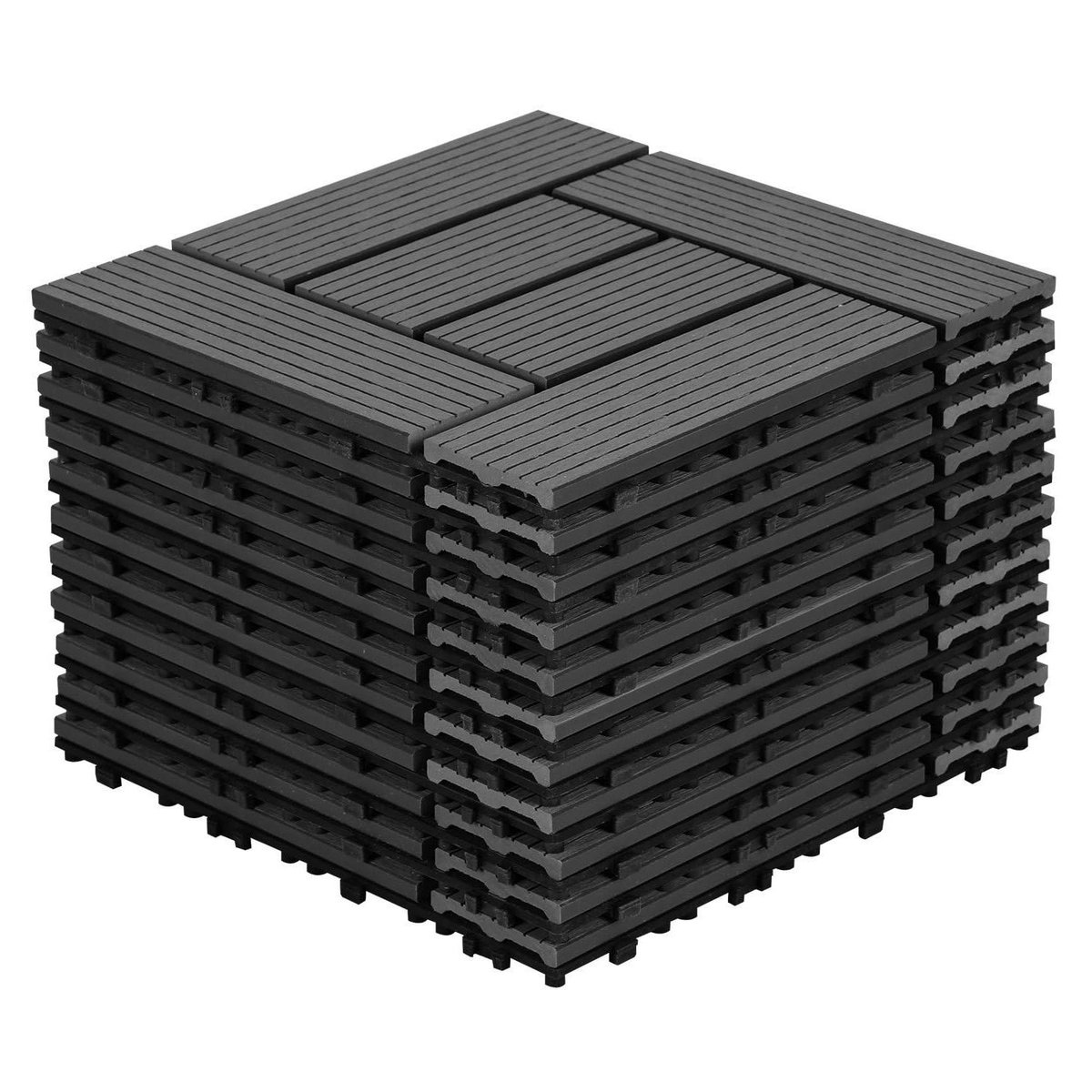 Composiet Terrastegels - Kliktegels Houtlook - Buitenruimte Verfraaien - Eenvoudig Kliksysteem - 11 stuks 1m² - Grijs