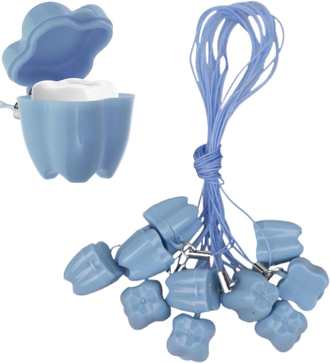 Babytandjes Doosjes - Mementos Bewaren - Herinneringen Verzamelen - Leuk Tand Vorm Ontwerp - 10 Stuks - Blauw
