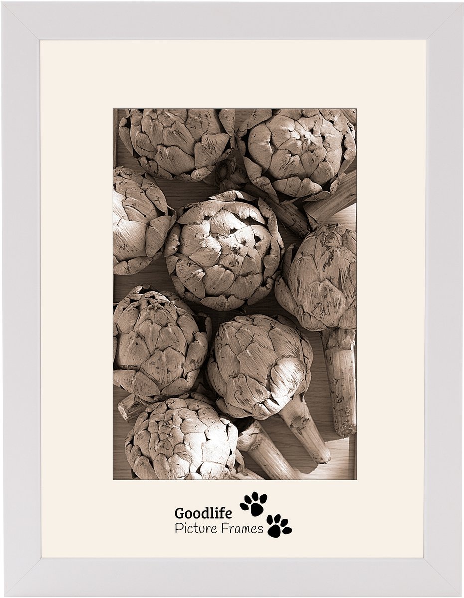 Houten Fotolijst Anitra Wit - 30x90 - Helder glas - 18 mm breed profiel - Goodlife Picture Frames