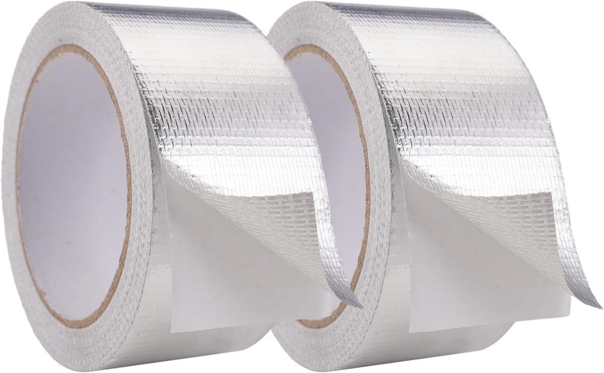 Set van 2 zelfklevende aluminium tape, 20 m x 50 mm, waterdicht, hittebestendig en ideaal voor isolatie, reparatie en afdichting