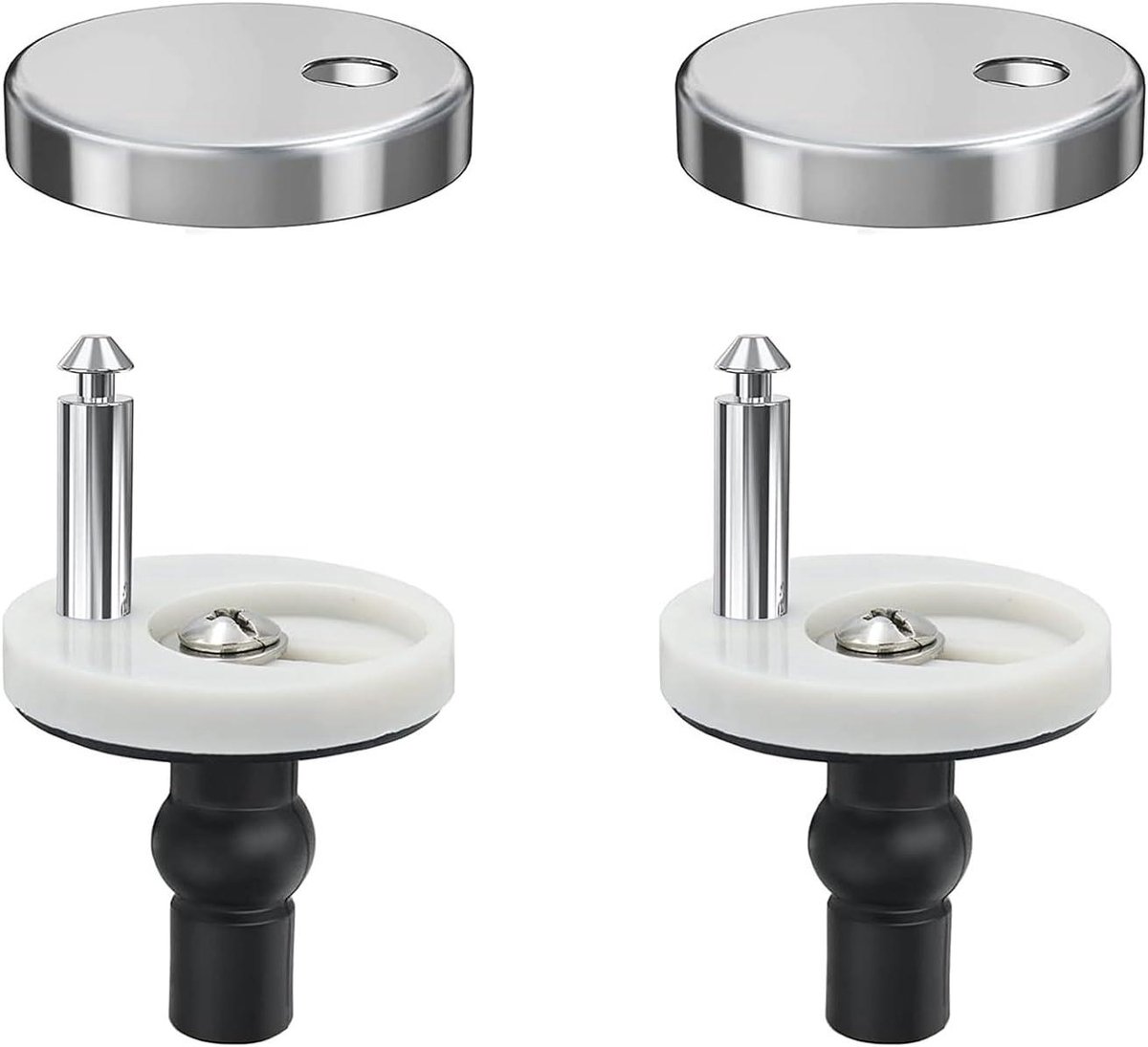 Toiletbril Fittingen - Scharnieren Vervanging - Toilet Reparatie - Softclose Mechanisme - 2 stuks - Zwart Zilver