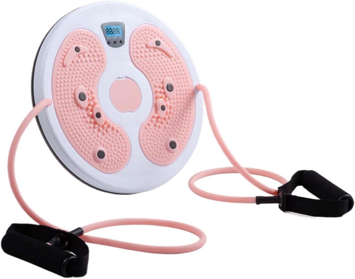 Twist Board - Taille Trainer - Buikspieroefeningen - Met Calorieënteller - 28 cm - Roze en Wit
