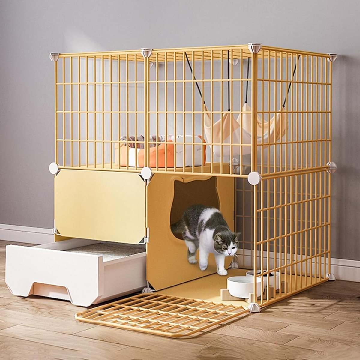 Kattenkooi met bak - Kat ren Kattenbench - Huisdieren Verblijf - Afneembare kattenbak