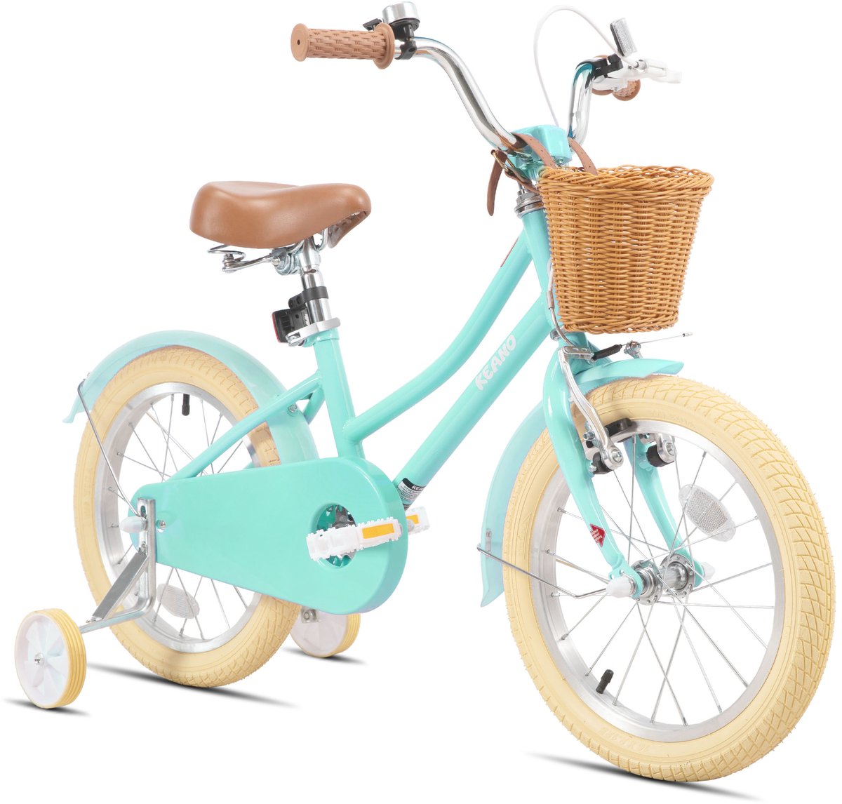 KEANO 16 Inch Kinderfiets voor Meisjes, 4-7 Jaar, 41-53 inch, met Zijwieltjes, Kinderfiets Groen