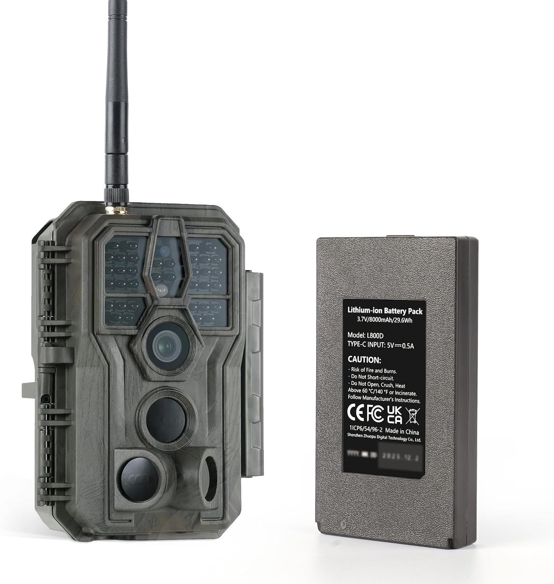 Wildcamera - Zwart - 64 MP 1296P - Oplaadbare Wilddiercamera met Wifi en Nachtzicht - Voor Buiten
