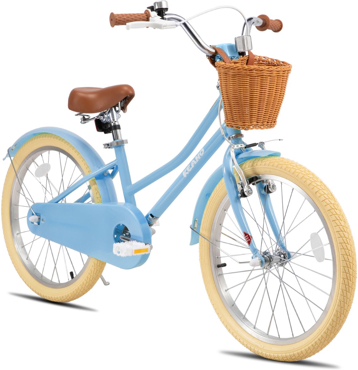KEANO 20 Inch Kinderfiets voor Meisjes, 7-10 Jaar, met Standaard, Kinderfiets Blauw