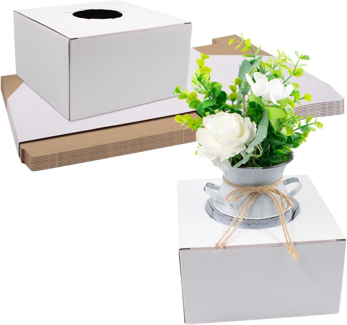 Bloemenverzenddozen - 10 kartonnen verzenddozen voor vazen, geschikt voor diameters van 7,5-12,5 cm, ideaal voor bloemenverzending en cadeauverpakking