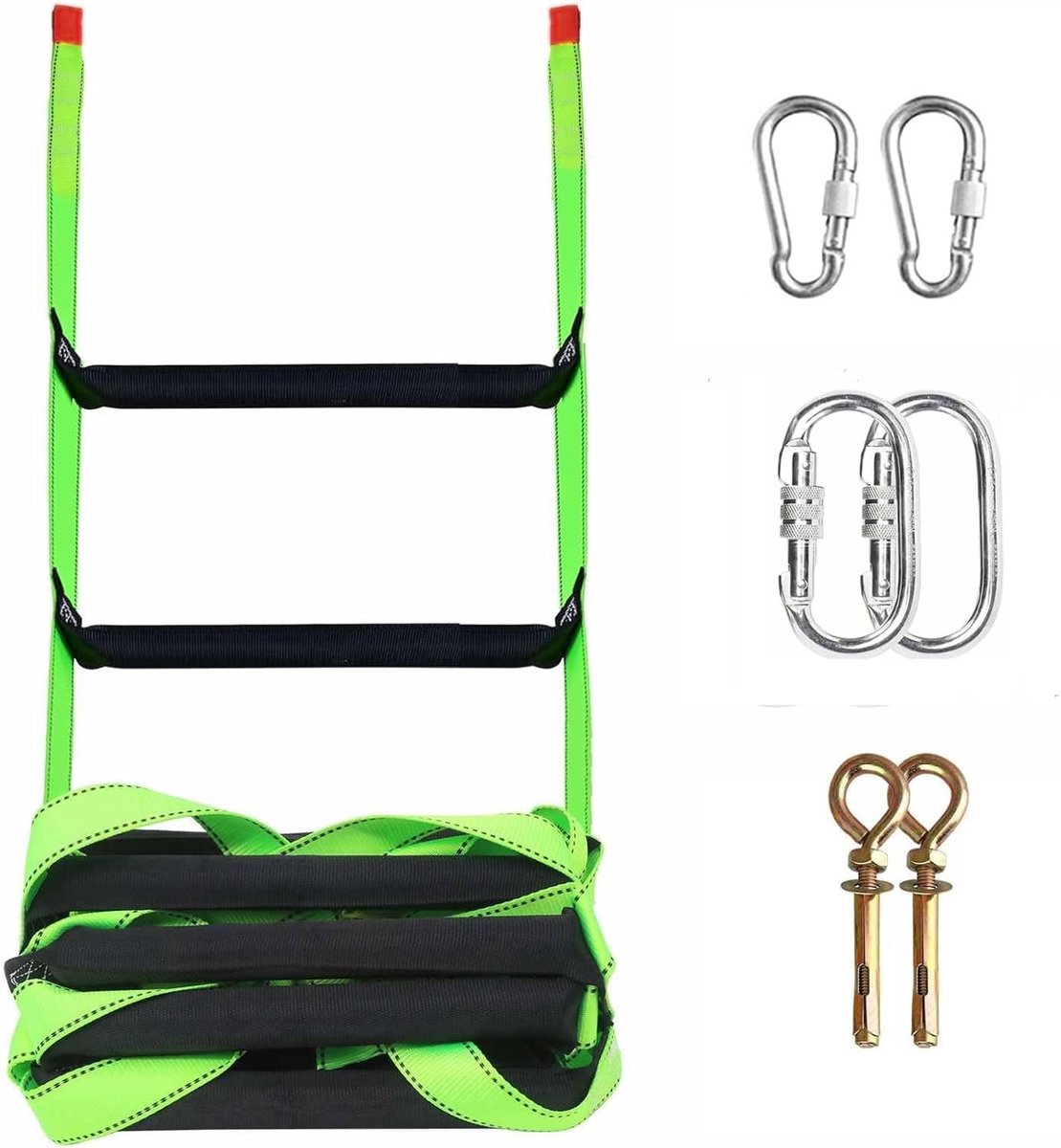 Reddingsladder van 15 meter met 2 karabiners, veilig voor brandbestrijding en zware lasten tot 600 kg