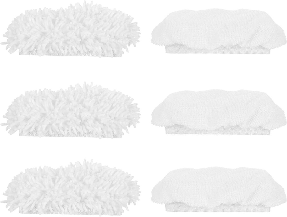 Stoomreiniger Doekjes - Vervangingspads Mop - Grondig Reinigen - Zacht Microvezelmateriaal - 6 Stuks - Wit