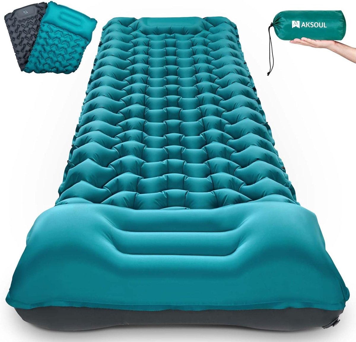 Isolatiemat - Marineblauw & Grijs - 200 x 70 x 10 cm - Nylon & TPU Zelfopblazend Outdoor Luchtmatras