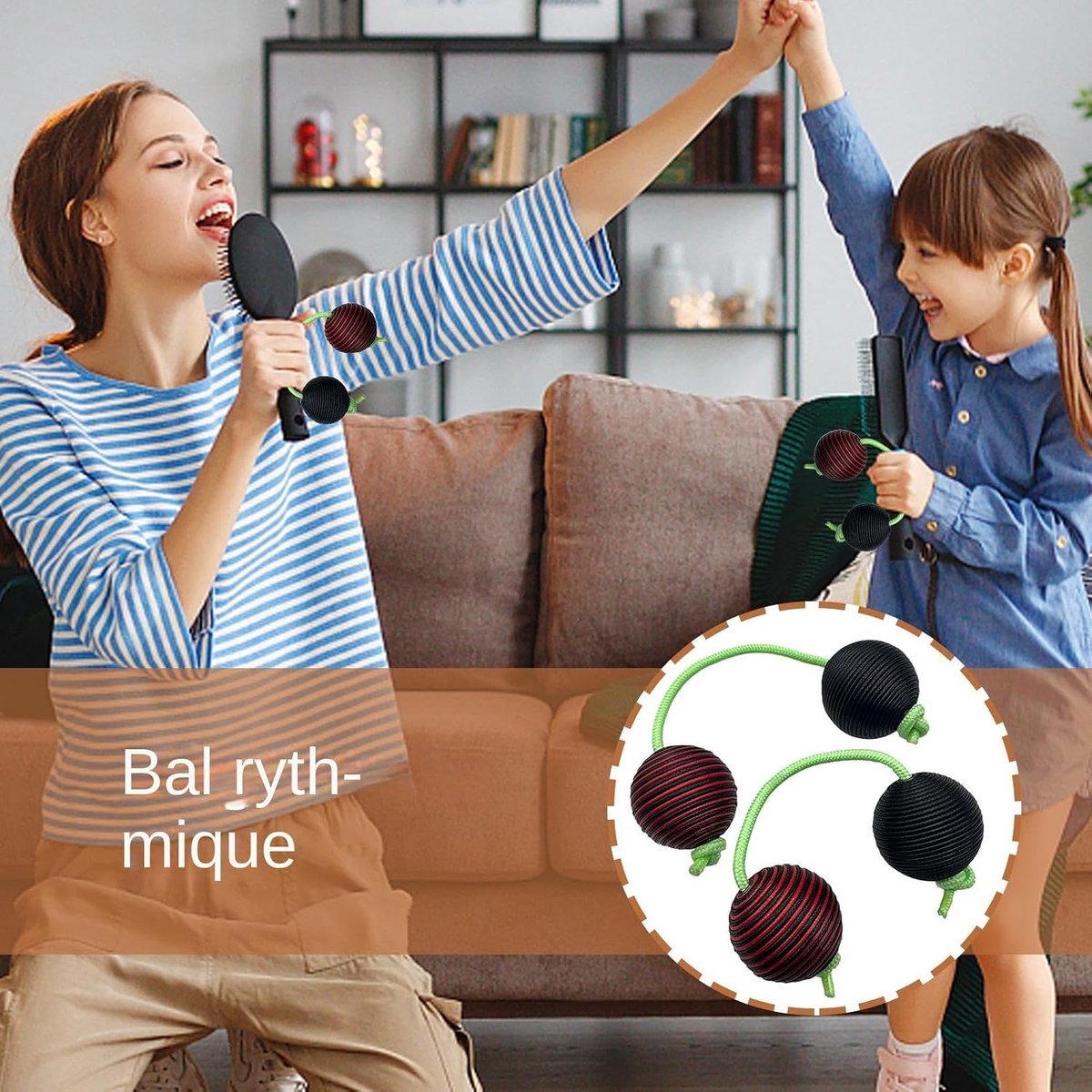 Ritmische Ballen - Aslatua Shakers - Muziek Maken - Duurzaam Hout - 21 cm Lengte - Zwart