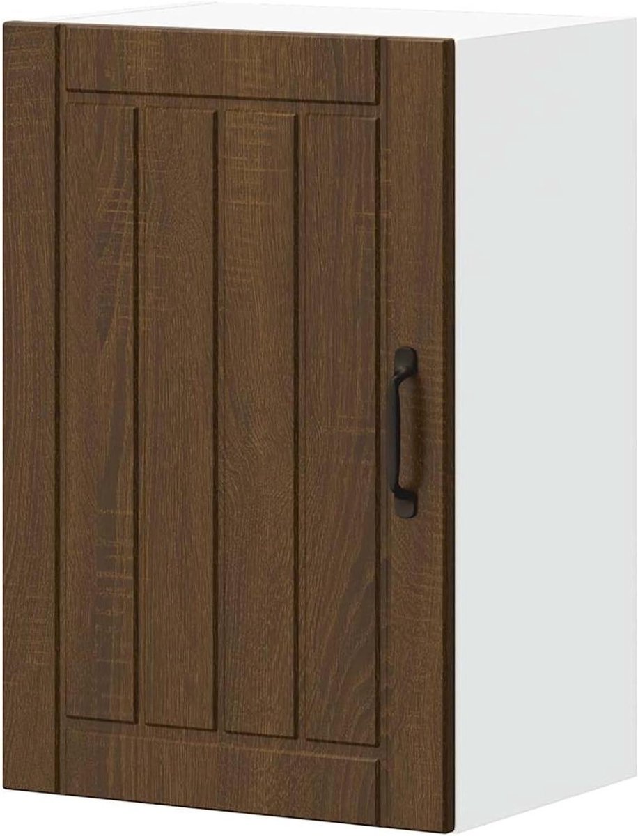 Keukenkast Hangend - Wandkast Keuken - Keuken Organiseren - Glazen Deuren - 40 x 31 x 60 cm - Bruin Eiken