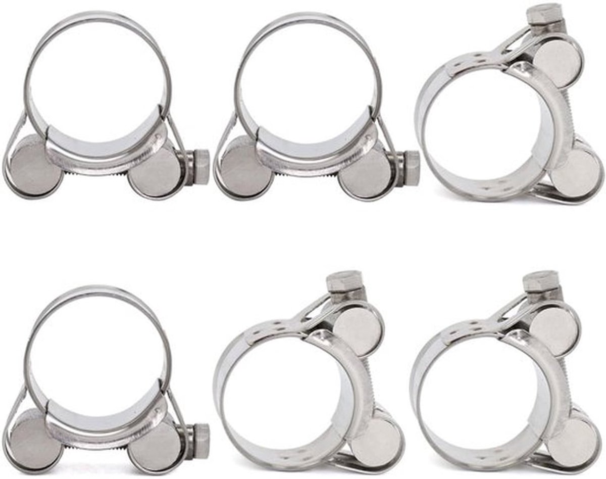 Slangklemmen 6 Stuks - Roestvrij Staal 304 - Spanbereik 32-35 mm - Bandbreedte 20 mm - Sterke Bevestiging - Corrosiebestendig - Buisklem