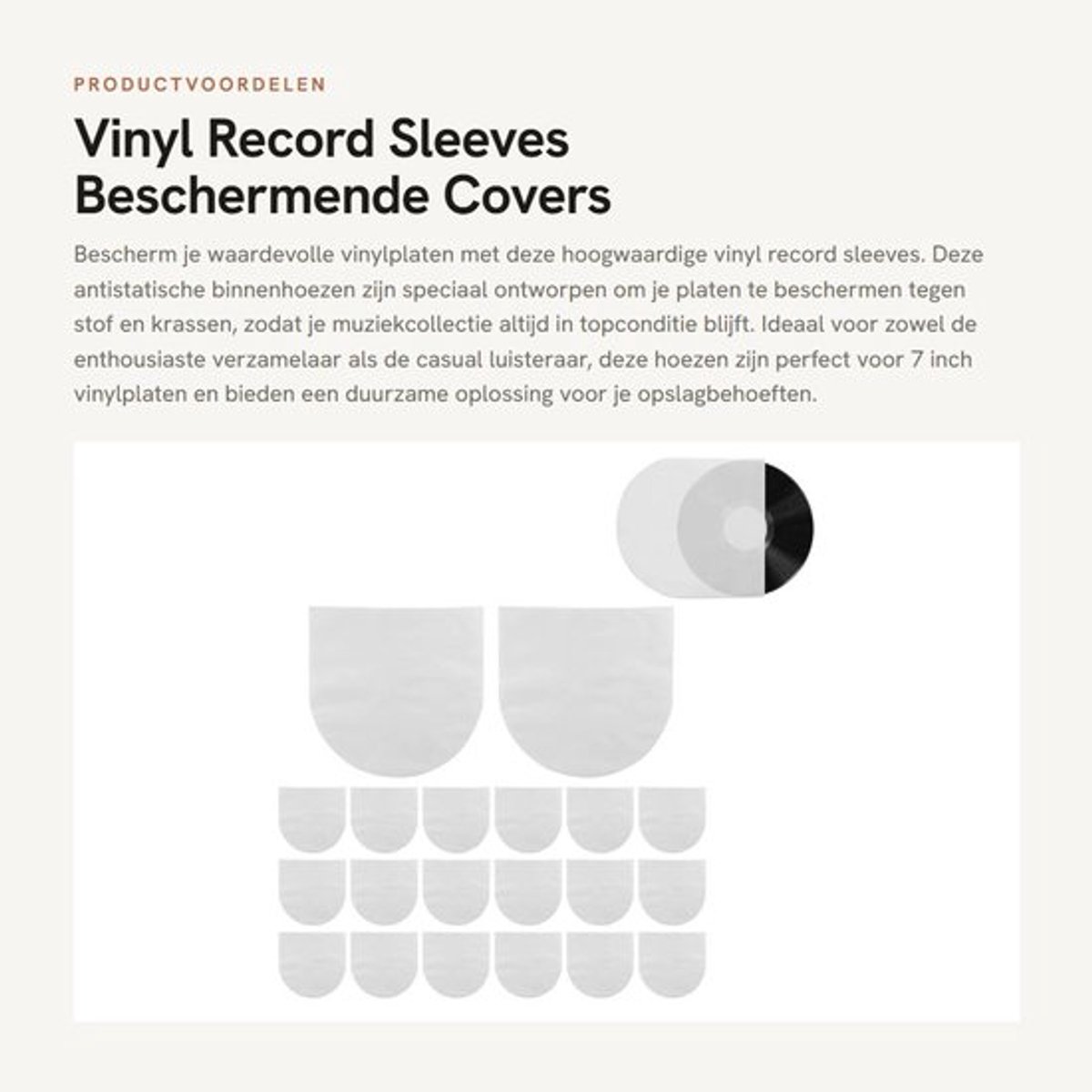 Vinyl Hoes 100 Stuks - Antistatische Beschermhoezen - Slijtvaste Binnenhoezen - Geschikt voor 7 Inch Platen - Duurzaam en Veilig - Lange Levensduur - Platenhoezen