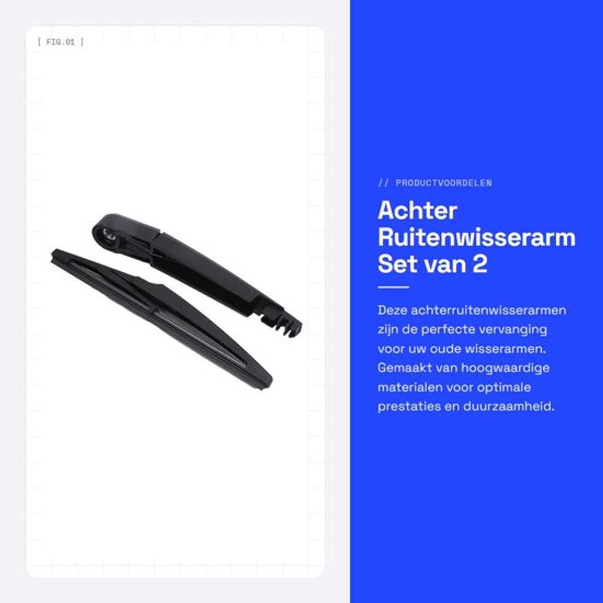Ruitenwisserarm Achter - 2 Stuks - Kunststof/Rubber - Vervanging - OE 1273094 - Voor J 2009-2017 - Achterwisser
