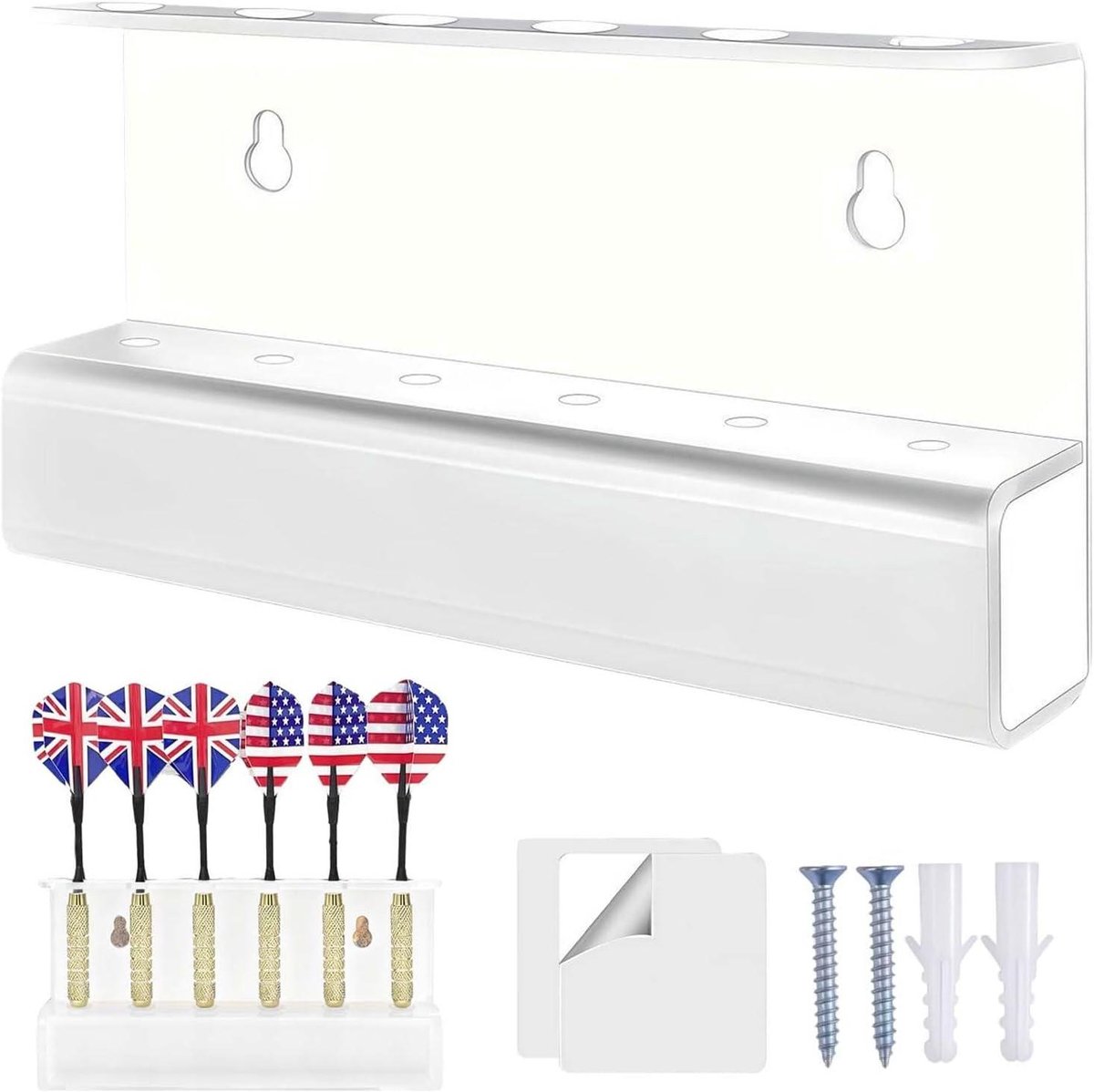 Dart Standaard - Darthouder Acryl - Darts Organiseren - Wandmontage - 9.3B centimeter - Wit