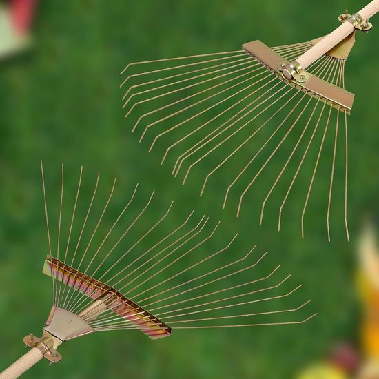 Verstelbare Bladhark - Tuinhark Waaier - Bladeren Harken - Breedte Verstelbaar - 150 cm Steel - Zilverkleurig — afbeelding 3