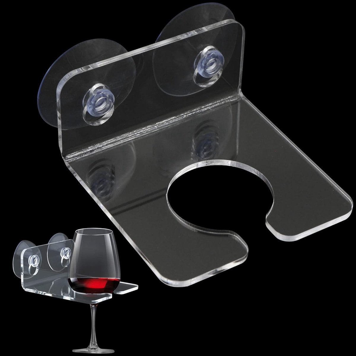 Draagbare zuignap drinkhouder voor wijn en bier - Acryl glazenhouder voor thuisdecoratie en wijnaccessoires