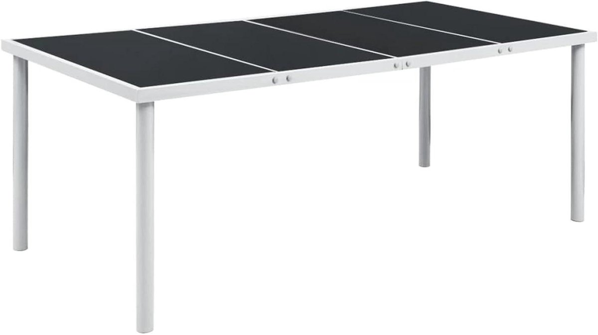 Tuintafel Staal - Salontafel Outdoor - Buiten Dineren - Gepoedercoate Poten - 190x90x74 cm - Zwart