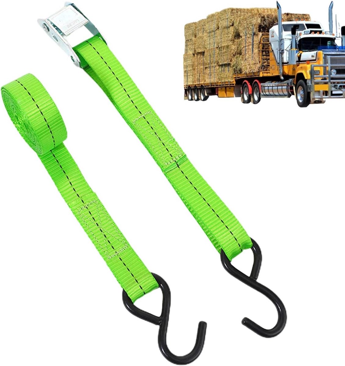 Spanriemen - Ratelbanden - Lading Zekeren - Verstelbare Gesp - 4-pack - Groen