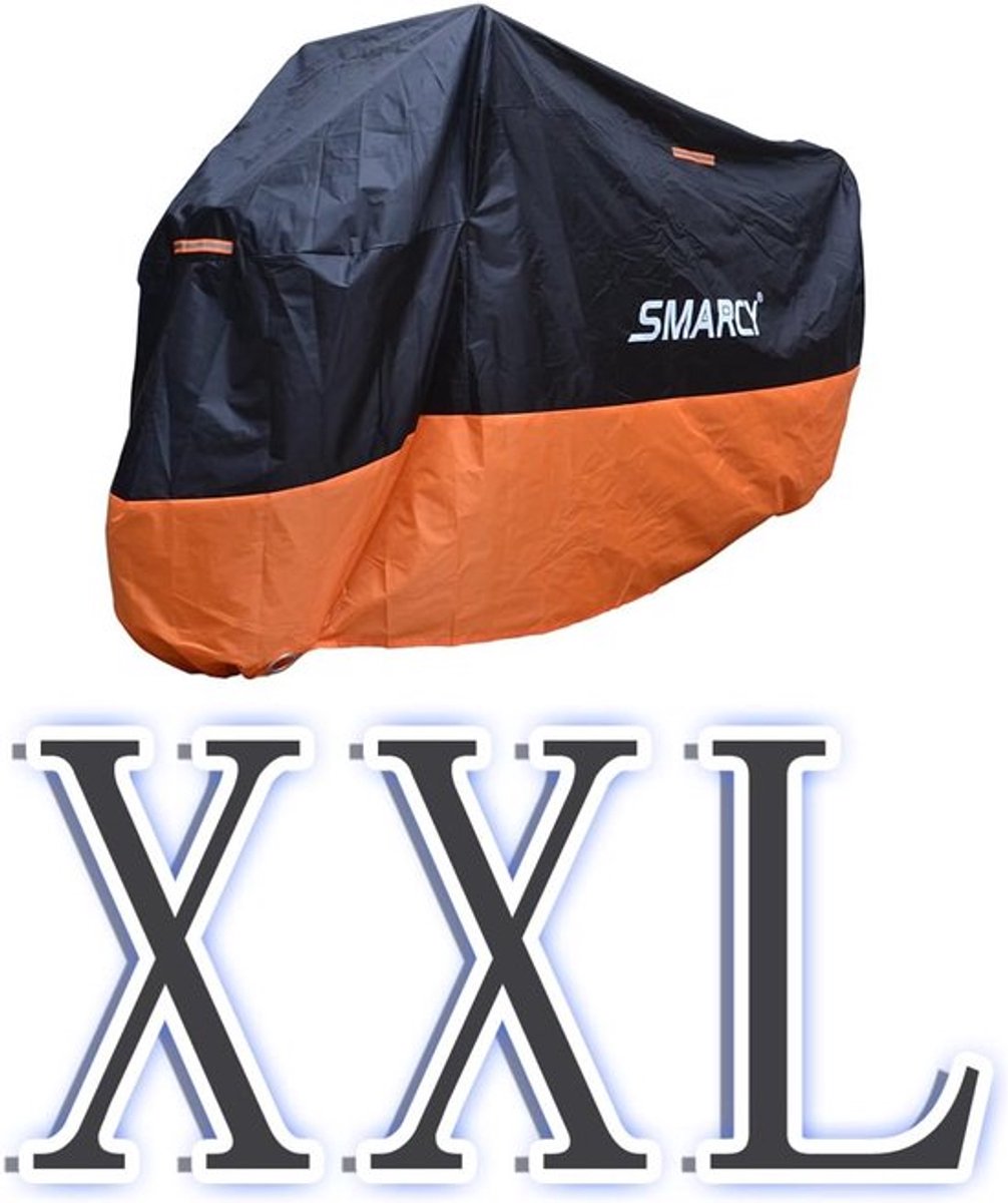 SnelShoppen - XXL Motorfiets Beschermhoes - Polyester Motor Cover - 125 x 105 x 265 cm - Zwart en Oranje - Bescherming tegen Weer en Diefstal – foto 2