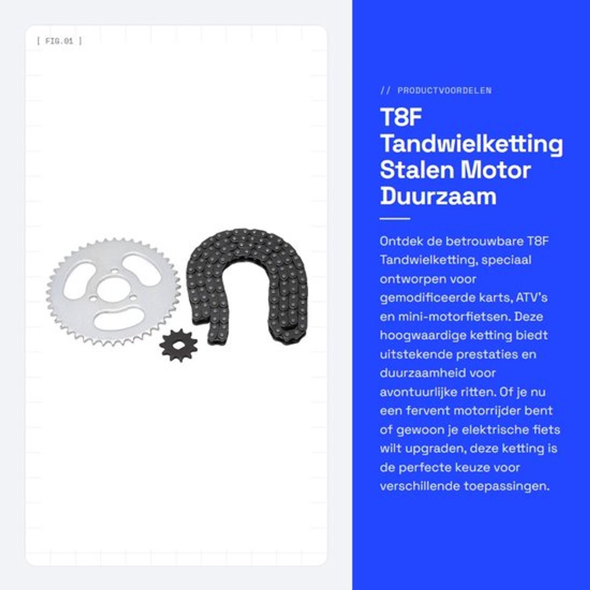 T8F Tandwielketting - Stalen Motor - Duurzaam en Betrouwbaar - Geschikt voor Karts en ATV's - Optimale Prestaties - Ideaal voor Mini-moto...