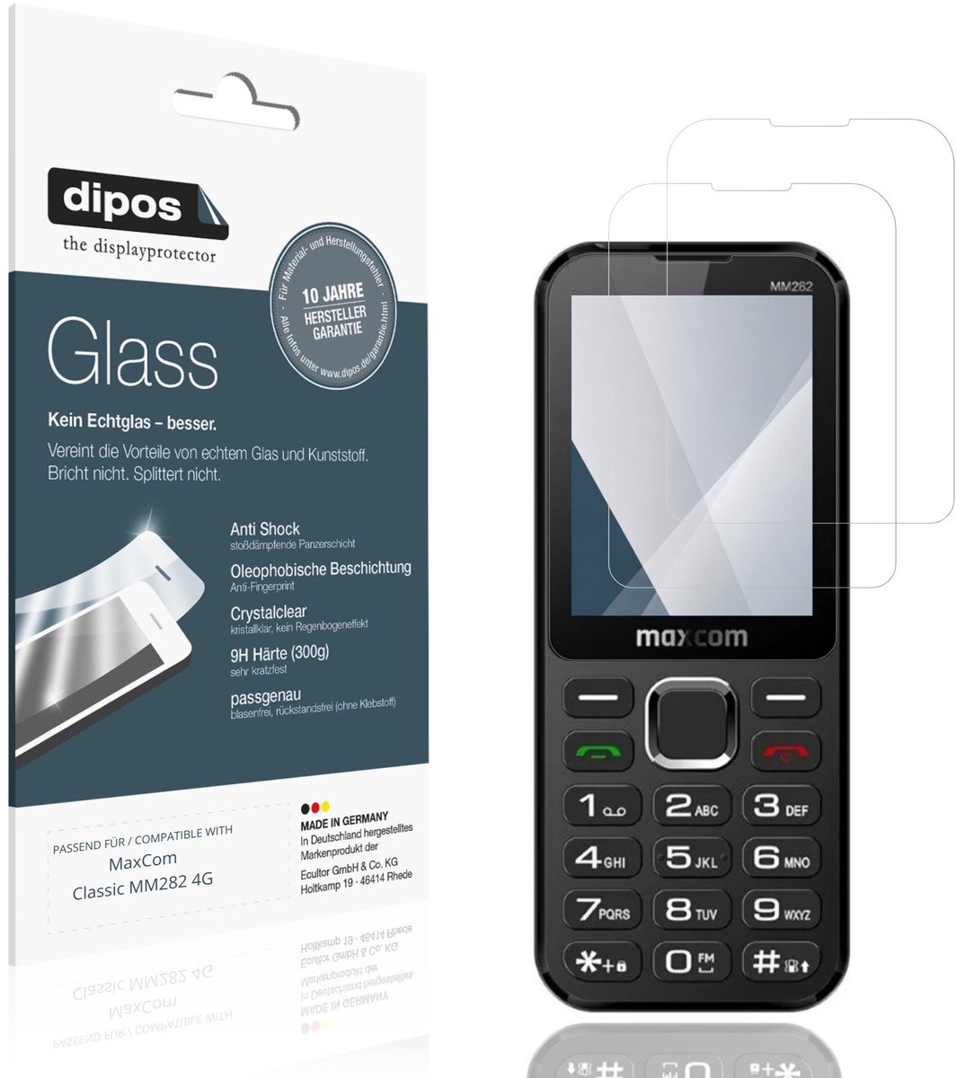 dipos – 2x Pantserfolie geschikt voor MaxCom Classic MM282 4G | 9H Screenprotector