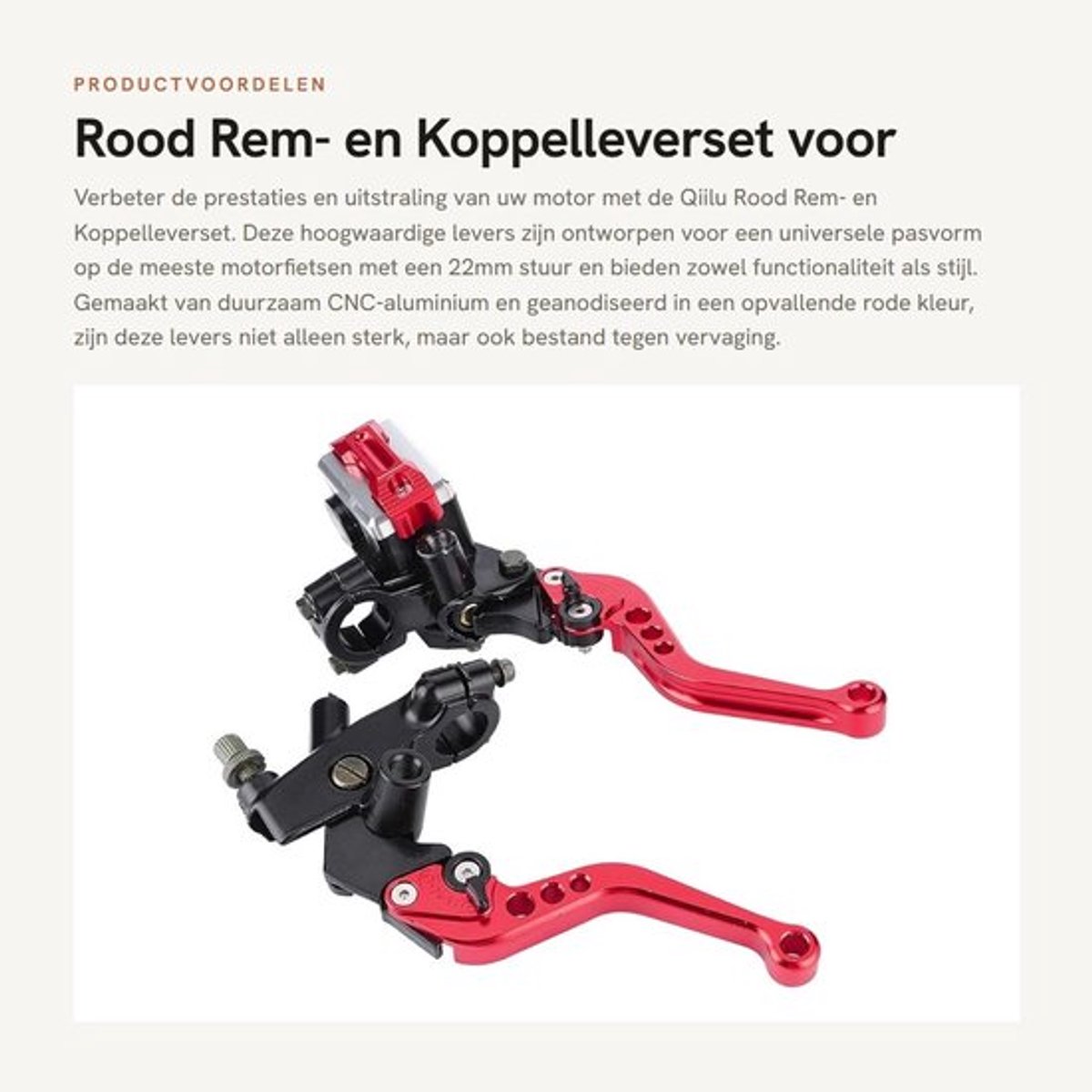 Remhendel Set - Universele Remhendel - CNC Aluminium - 22mm - Antislip - Schokbestendig - Eenvoudige Installatie - Motorcycle Levers