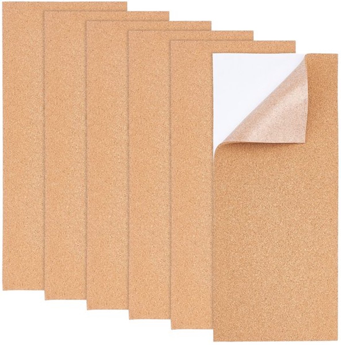 Kurkplaten 6 Stuks - Zelfklevend - 15 x 35 cm - 0,3 cm Dik - Onderzetters voor Wanddecoratie - Creatieve Knutselprojecten