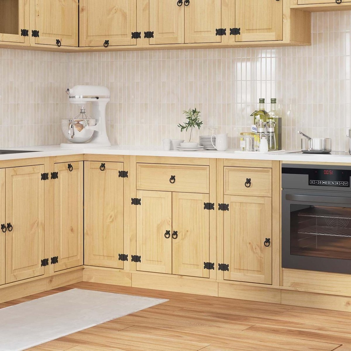 Houten Opbergkast - Keukenkast Grenen - Keuken Organiseren - Massief Grenenhout - 60 x 46 x 815 cm - Honingbruin