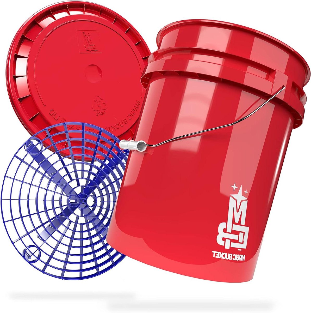 Autowas Emmer - Wasemmer met Deksel - Auto Reinigen - Met Grit Guard - 20 Liter - Rood Blauw
