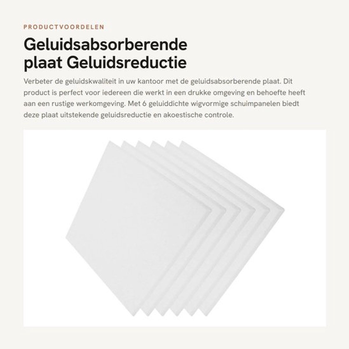 Geluidsabsorberende Plaat - Brandwerend - Geluidsabsorptie - Geluidsdemping - Akoestische Verwerking - 6 Panelen van Polyestervezel - Akoestisch Paneel