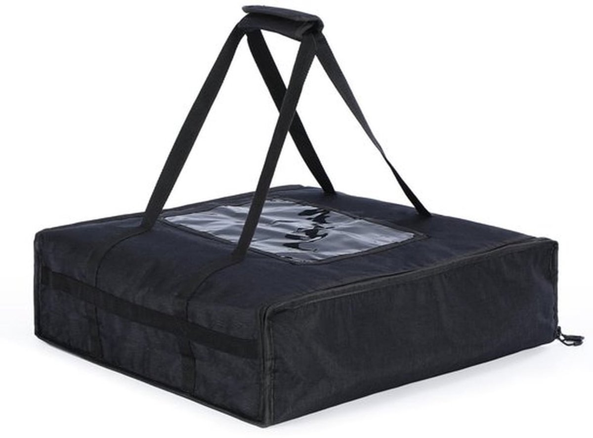 Pizzatas 40L - Opvouwbare Koeltas - Geïsoleerd - Zwart - 52x15x52 cm - Duurzaam Waterafstotend Materiaal - Geschikt voor 3 Pizzadozen