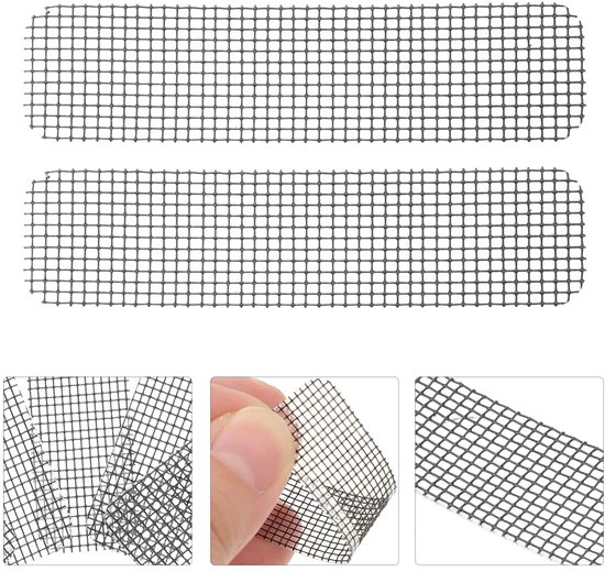 Reparatiestickers Raamgaas - Gaas Plakker - Raam Herstellen - Sterke Lijm - 6x1.5cm - Zwart — afbeelding 3