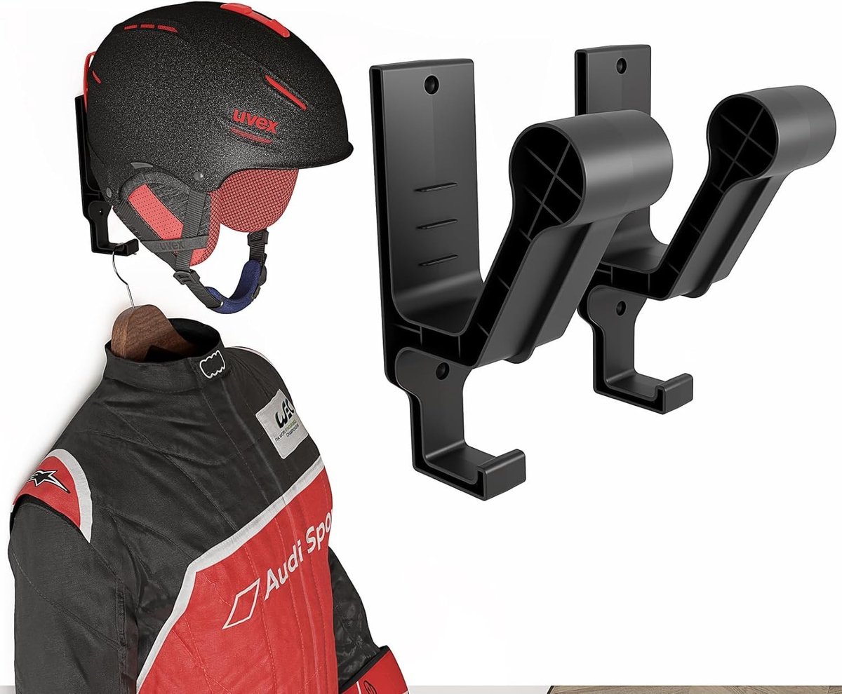 Motorhelm-headset - Zwart - Wandhouder met Haak - ABS Kunststof - Voor Sport- en Motorhelmen