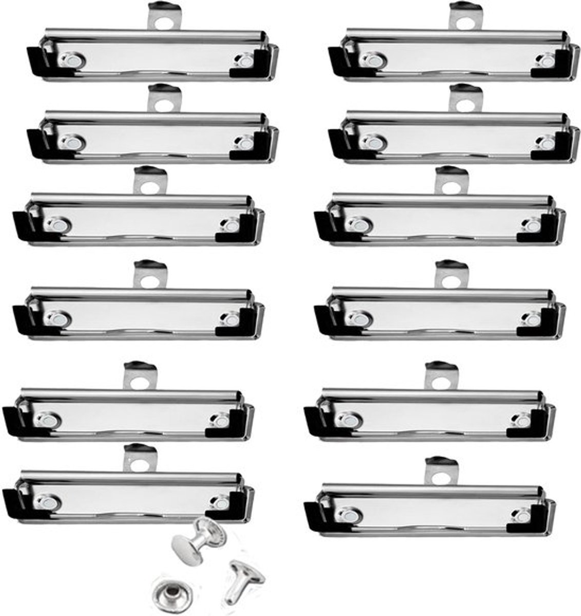 Clipboard Clips 12 Stuks - Klemmen - Klemplankclips - Monteerbare Klemmen - Roestvrij Staal - 10 x 3 cm