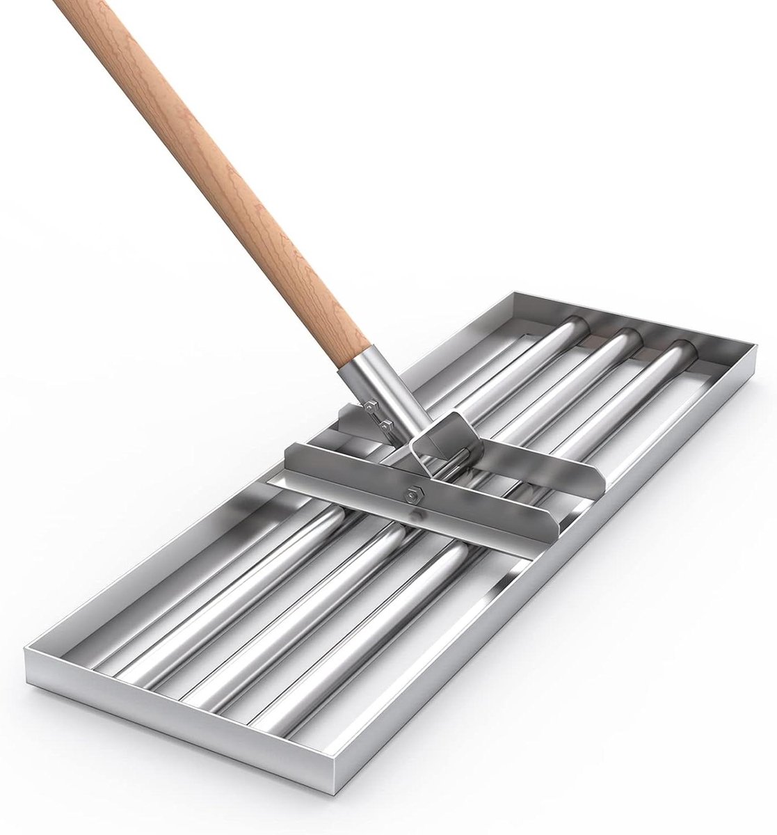 Gazon Nivelleer Hark - Bodem Leveler - Gazon Egaliseren - Roestvrijstalen Basis - 76 cm Werkbreedte - Zilver