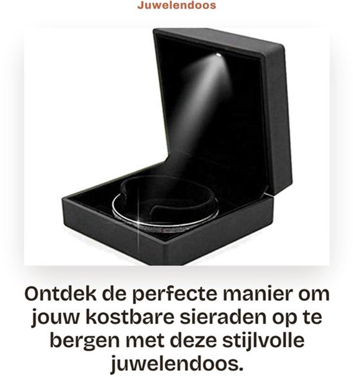 Juwelendoos - LED-verlichting - Luxe en duurzaam - 9,9 x 10 x 4,5 cm - Sieradenopbergdoos - Voor dames - Pluche binnenvoering