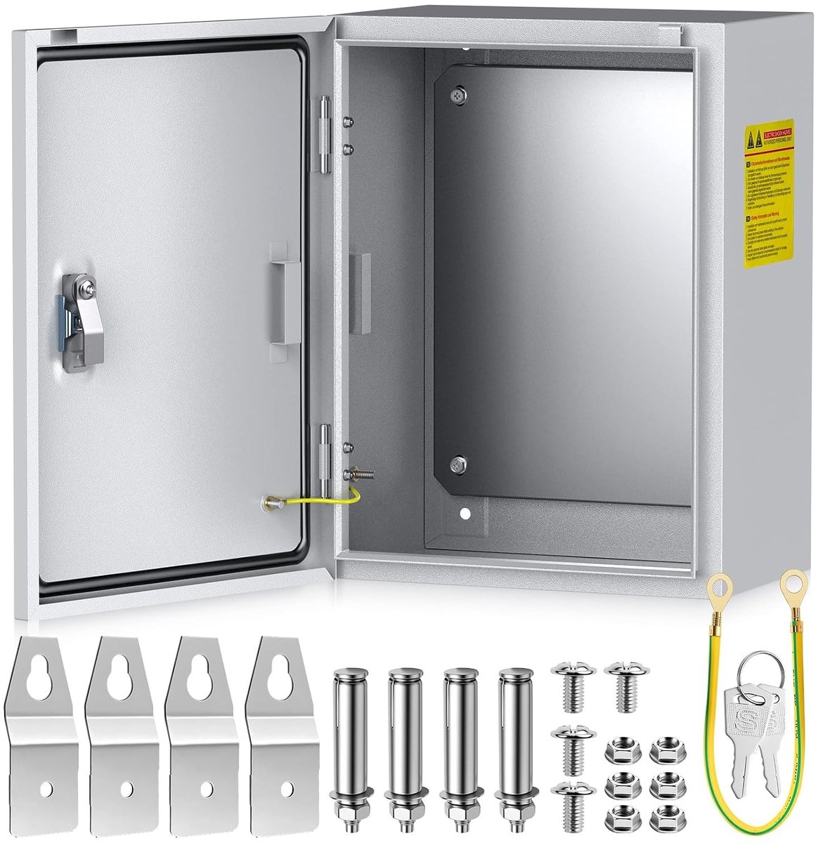 Roestvrijstalen schakelkast - Grijs - 300 x 400 x 200 mm - Waterdichte metalen behuizing met aluminium cilinder - Voor binnen en buiten