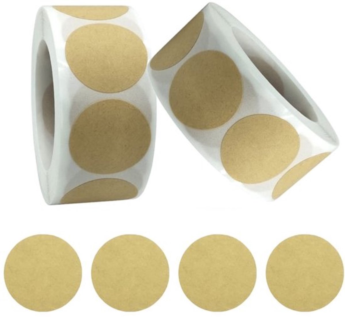 Etiketten 1000 stuks - Zelfklevende Labelstickers - Rond - Etiketten voor Kruidenpotjes - Prijsetiketten - Kraftpapier