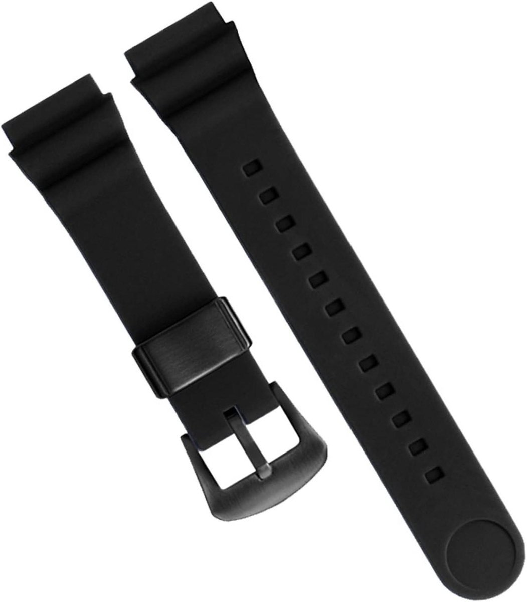 Horlogeband - Armband Rubber - Sport Duiken - Fluoro Rubber Materiaal - 22mm - Zwart