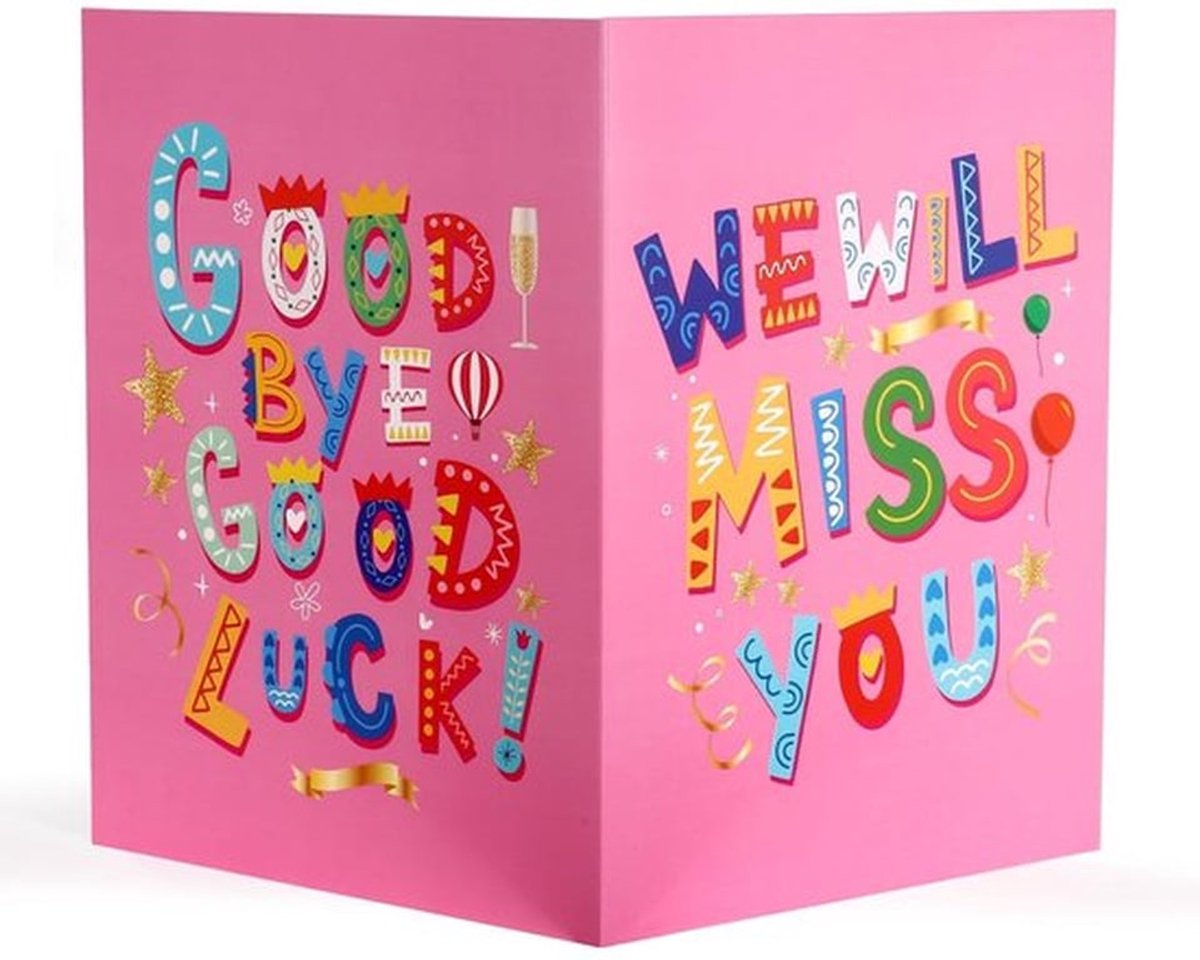 Afscheidskaart, 40x27cm Grote Wenskaart met Envelop Afscheidskaart Gefeliciteerd Nieuwe Baan Kaart We Zullen Je Missen Kaart voor Collega's Pensioen Mannen Vrouwen