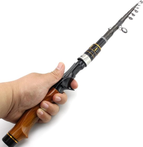 Telescopische Vishentels - Reishengel Werphengel - Vissen in Alle Wateren - Comfortabele Houten Handgreep - 1.6m - Casting Rod — afbeelding 4