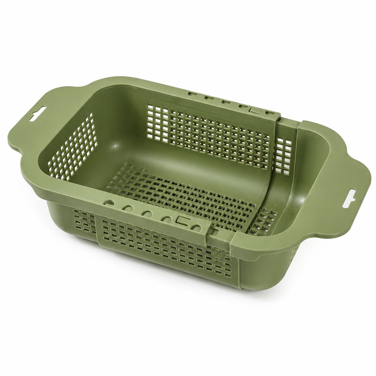 Bobypet - Over The Sink Colander Strainer Basket - Opvouwbare Vergiet & Uitschuifbare Spoelbak Mand voor Groenten, Fruit, Pasta en Spaghetti - Vergiet - Voedselveilig Siliconen Frame - Groen