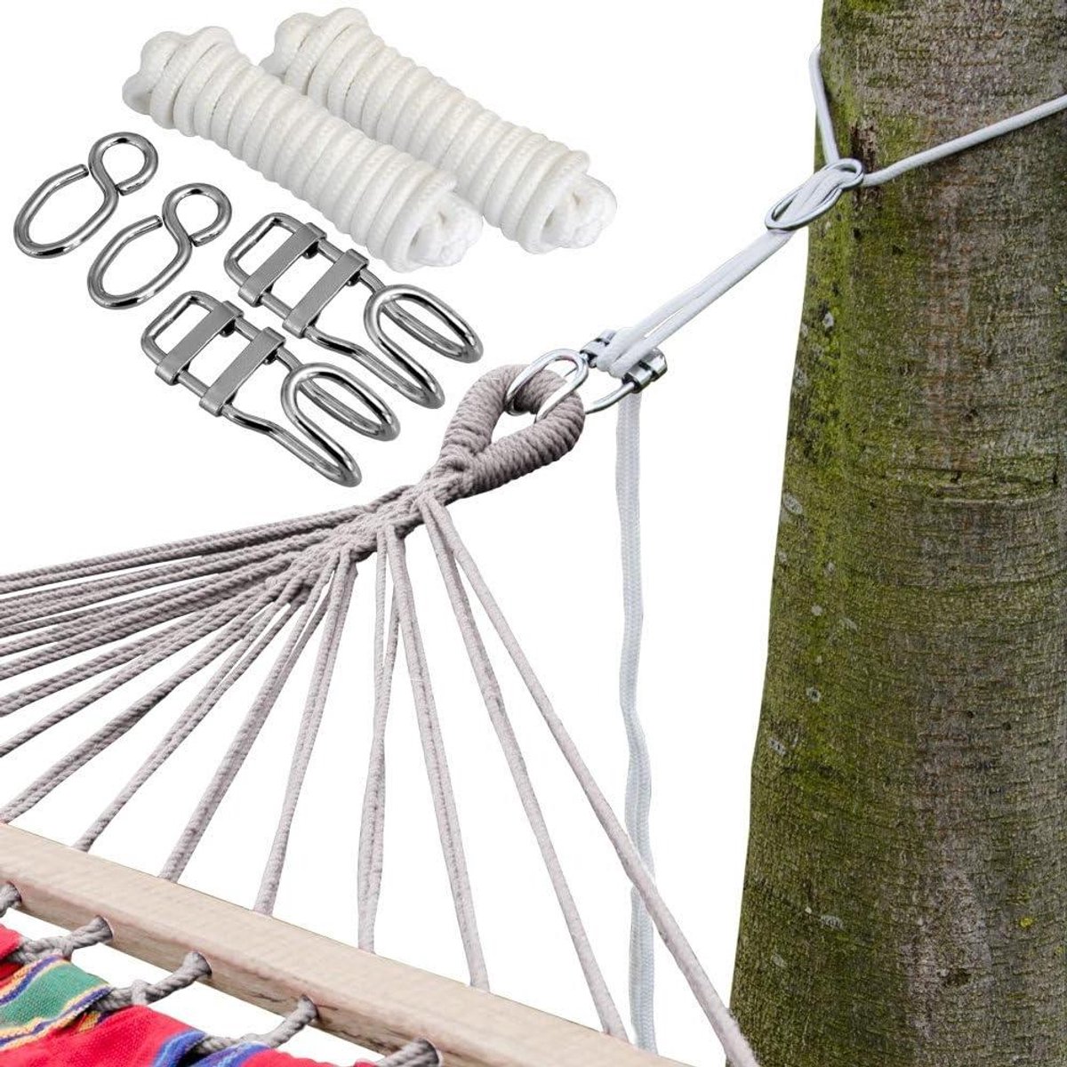 Hangmat Bevestiging - Ophangset Touwen - Ontspannen Buiten - Extra Lange Touwen - 6 Meter Totaal - Zwart